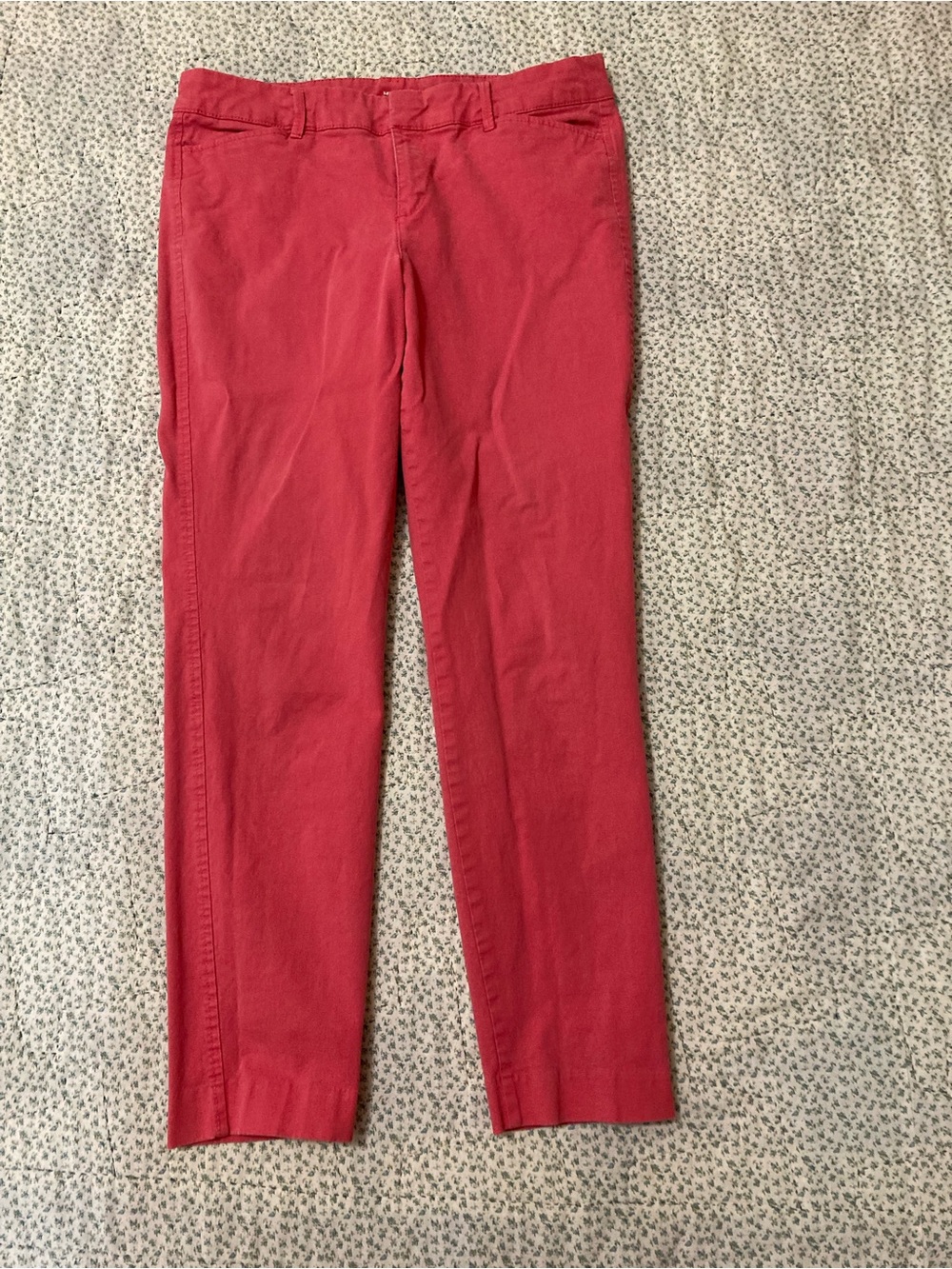 Slim Straight Coral Pants